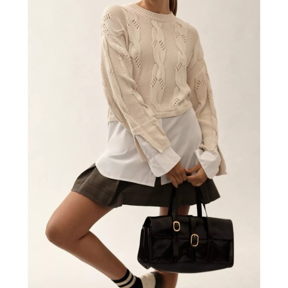 Pilcro Sweaters - ANTHROPOLOGIE PILCRO Cable Twofer Sweater Ivory | XXS